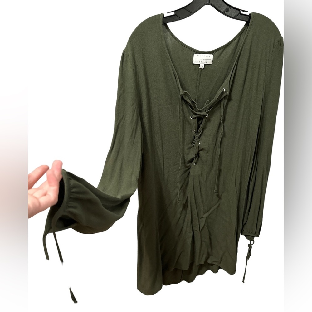 Kendal and Kylie green lace up dress